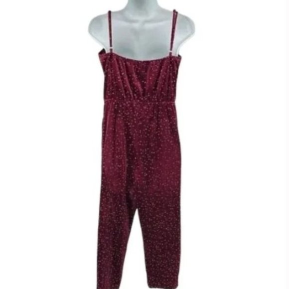 Speechless Wine Cranberry Velvet Jumpsuit Glitter Confetti - Picture 2 of 8